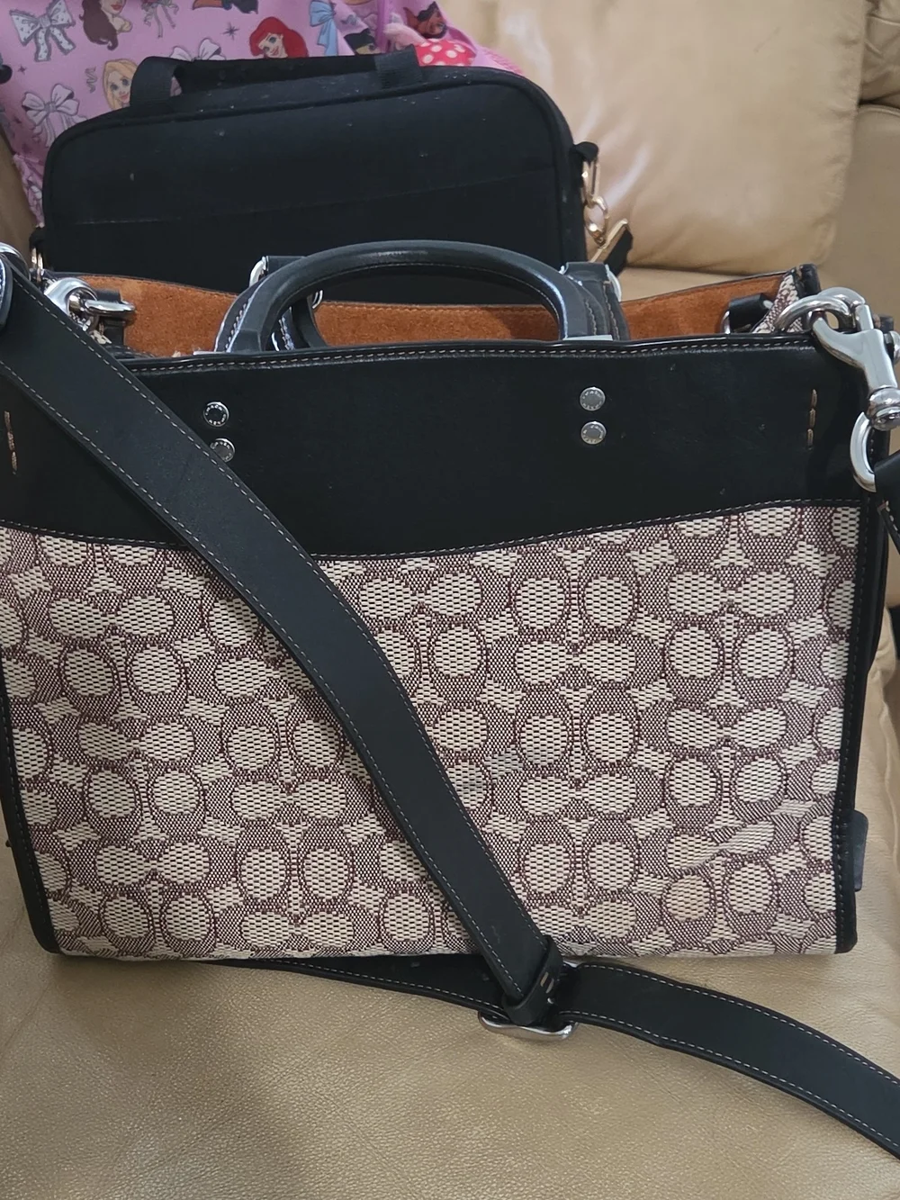 COACH Signature Canvas Tote Bag in Brown and Black